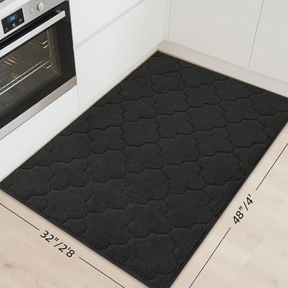 COSY HOMEER Kitchen Rugs Non Slip Washable 32"x48",Black - color: Black, size: 32"X 48"