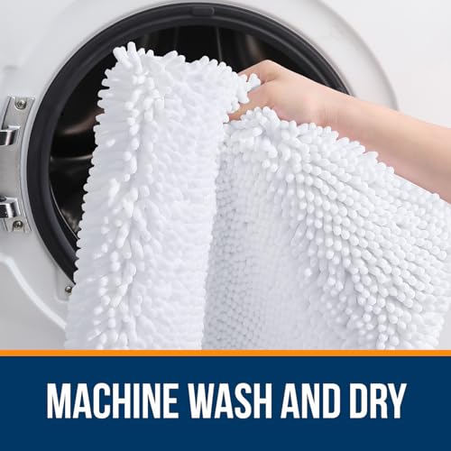 OLANLY Bathroom Runner Rugs 59x24, Extra Soft Absorbent Chenille Bath Rugs - color: White, size: 59" X 24"