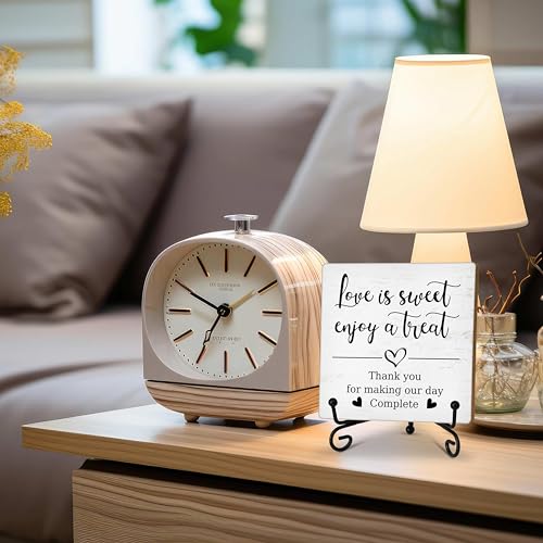 Romantic Wooden Sign With Stand, 'Love Is Sweet Enjoy A Treat' For Dessert Table, Perfect For Wedding, Bridal Shower, Anniversary & Valentine's Day Parties, B17