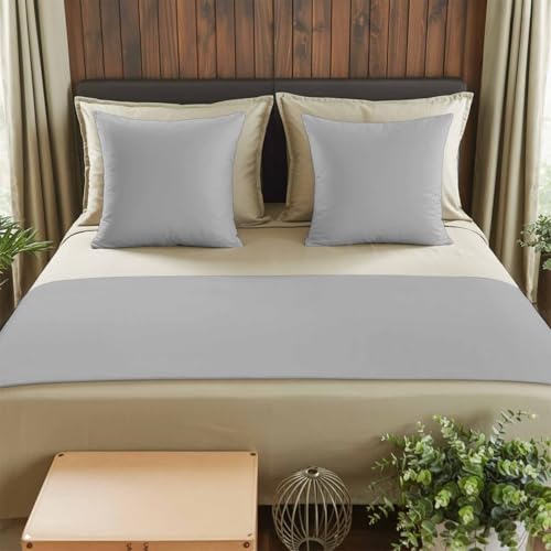 Bed Runner for Queen Size Bed, Grey Decorative Beds Runners and 2 Matching Pillow Covers Set, Modern Pure Gray Beds Scarf Throw for Foot of Bedding Set for Hotel/Bedroom - color: Grey, size: 83 x 20 Inch