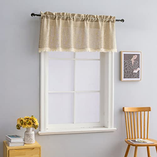 Beda Home Tassel Linen Textured Swag Curtain Valance, Taupe, 52 x 18 in - color: Taupe, size: 52"W x 18"L (Pack of 1)