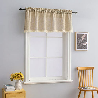 Beda Home Tassel Linen Textured Swag Curtain Valance, Taupe, 52 x 18 in - color: Taupe, size: 52"W x 18"L (Pack of 1)