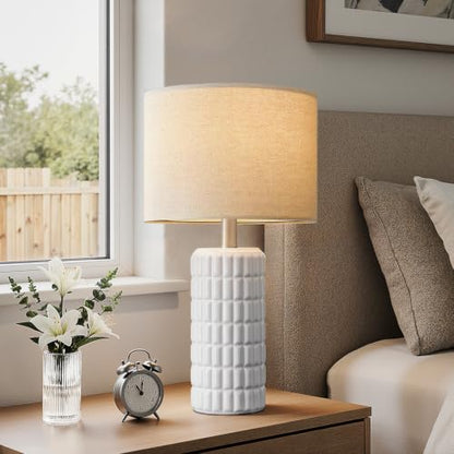 Seealle 23" Ceramic Table Lamps Set of 2, Lamps for Bedroom, Light White - color: Light White
