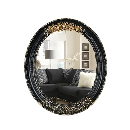 Oval 11.8x10 inch Resin Vintage Mirror - color: Black