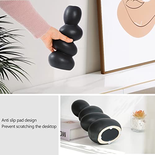 Notakia Ceramic Flower Vase for Home Decor - Handcrafted Cobblestone Shape Vase Centerpiece for Wedding, Decor，Home Decor Living Room, Home, Office, Centerpiece,Table (Black Vase)