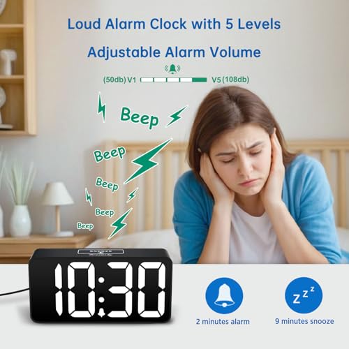 DreamSky Small Digital Alarm Clock for Bedroom, RGB Kids Alarm Clock Boys - color: Black Case Rgb Digits