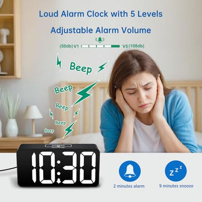 DreamSky Small Digital Alarm Clock for Bedroom, RGB Kids Alarm Clock Boys - color: Black Case Rgb Digits