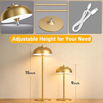 Cordless Table Lamps, Rechargeable LED Touch Lamp, Gold, 2 Pack - color: Gold-Set of 2