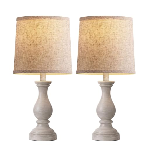 22" Farmhouse Table Lamps Set of 2, Rustic Bedside Lamps for Bedroom - color: A. Antique Grey
