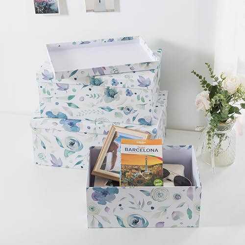 Soul & Lane - Handpicked Bouquet Floral Storage Boxes with Lids, Set of 3 - color: Handpicked Bouquet