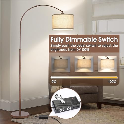 Dimmable Arc Floor Lamps, Antique Bronze Lamp with Adjustable Hanging Shade - color: Antique Bronze