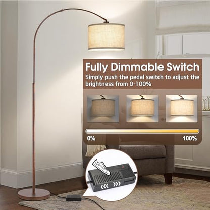 Dimmable Arc Floor Lamps, Antique Bronze Lamp with Adjustable Hanging Shade - color: Antique Bronze