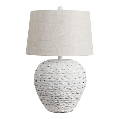 JONATHAN Y Alaro Table Lamp Woven Water Hyacinth Basket 24.5", White - color: White