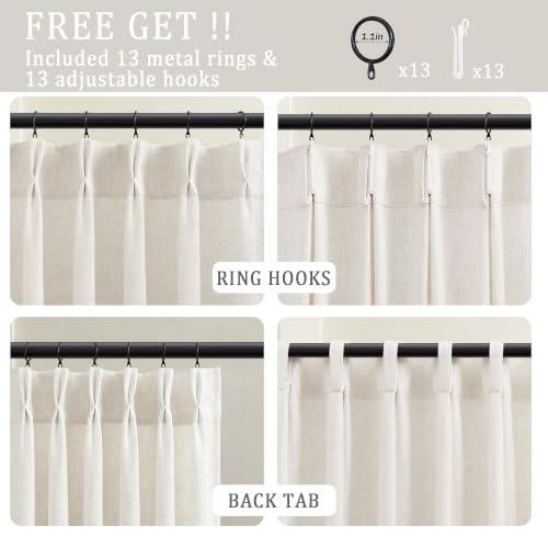 Pinch Pleat 70 inch Long Linen Curtains 2 Panels Set for Window - color: Natural Linen, size: 40"W x 70"L (Pack of 2)