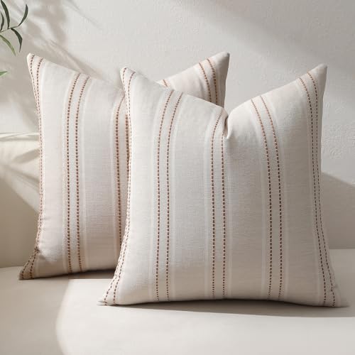 Hckot Striped Throw Pillow Covers 20x20 Set of 2 Fall Pillow Covers Caramel - color: Caramel, size: 20" x 20" (Pack of 2)