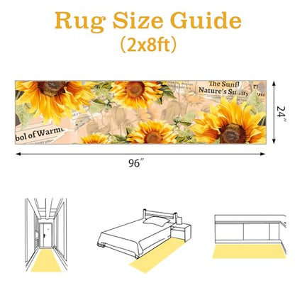 AooHHooA Sunflower Runner Rug 2x8, Non-Slip Washable Yellow Rug for Hallway - color: Sunflower-2, size: 2' x 8' (Runner)