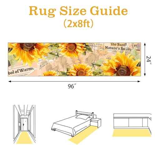 AooHHooA Sunflower Runner Rug 2x8, Non-Slip Washable Yellow Rug for Hallway - color: Sunflower-2, size: 2' x 8' (Runner)