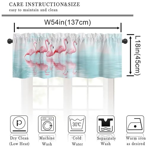 Tropical Flamingo Valance Curtains,Rod Pocket Valances for Windows,Small Window Treatment Valances for Kitchen,Living Room,Bedroom,Bathroom,Home Decor,18x54 Inch,1 Panel - color: Flamingo01, size: 54"W x 18"L (Pack of 1)