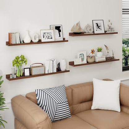 Axeman Picture Ledge Shelf, 36 Inch Walnut Floating Shelves Set of 4 - color: Walnut, size: 36 Inch