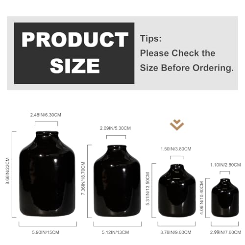 Sunddo Black Ceramic Vase, 5 Inch - color: Black, size: 5 inch