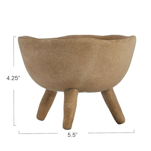 Creative Co-Op Boho Terracotta Footed Planter with Organic Edge, Matte Taupe 4"(Pack of 6) - color: Matte Taupe, size: 4" (Pack of 6)