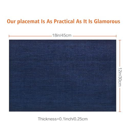 Blue Vinyl Placemats Set of 12,Washable Dining PVC Table Mats - color: Navy Blue, size: 12PCS 12"Wx18"L
