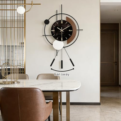 Wall Clock, Silent Quality Quartz Battery Operated with Pendulum, Large Wall Clock for Living Room Kitchen Home Bathroom Bedroom Wall Decor, 18x29.5inch(Black) - size: 18x29.5in