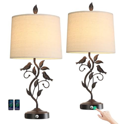 27" Set of 2 Touch Farmhouse Table Lamps for Living Room - color: ‎Bronze