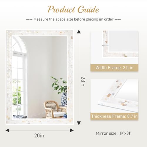 20x28 Inch Mosaic Rectangle Mirrors for Wall - size: 28"L x 20"W