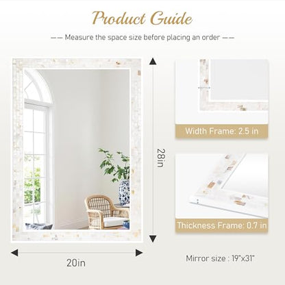 20x28 Inch Mosaic Rectangle Mirrors for Wall - size: 28"L x 20"W