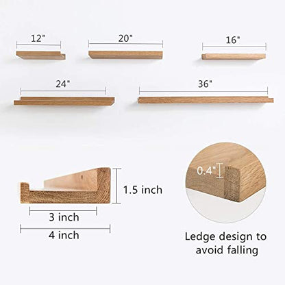 HOMWOO 36 Inch Floating Shelves Long Wall Shelf, Wall Mounted Natural Wood Picture Ledge Shelf for Living Room,Bedroom,Bathroom & Kitchen - size: 36 inches