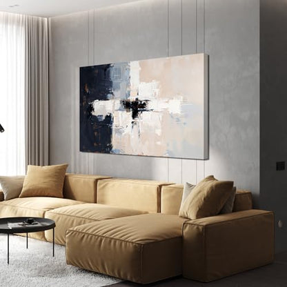 Modern Black and White Abstract Canvas Wall Art for Living Room 24" X 36" - color: JYQ-01M, size: 36"L x 24"W