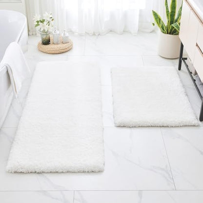 Disolla White Bathroom Rugs 24x36, Microfiber Non-Slip Plush Thick Bath Mat - color: White, size: 2' x 3' (24''x36'' Bathroom Rug)