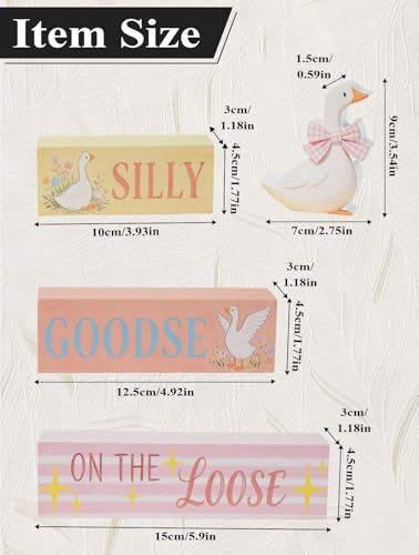Silly Goose Wooden Tabletop Decor,Funny Birthday Party Decoration Wooden Pink Bow Silly Goose Table Centerpiece Cute Baby Shower Tiered Tray Decor - size: Goose