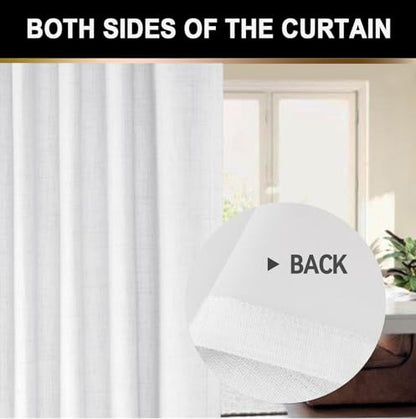 100% Blackout Shield Linen Textured Total Blackout Curtains 90 Inches Long - color: Alba | Bright White, size: 50"W x 90"L (Pack of 2)