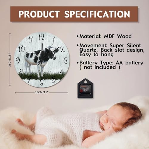 Holstein Cow Wall Clocks Farm Milk Cow Kitchen Wall Clock - color: Style-8, size: 15 inch