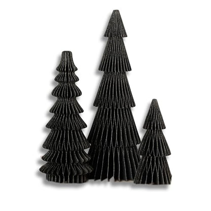 Winter Honeycomb Paper Trees, Set of 3 (Medium Set 3 Black) - color: Medium Set 3 Black
