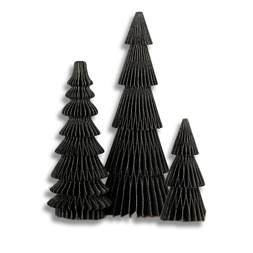 Winter Honeycomb Paper Trees, Set of 3 (Medium Set 3 Black) - color: Medium Set 3 Black