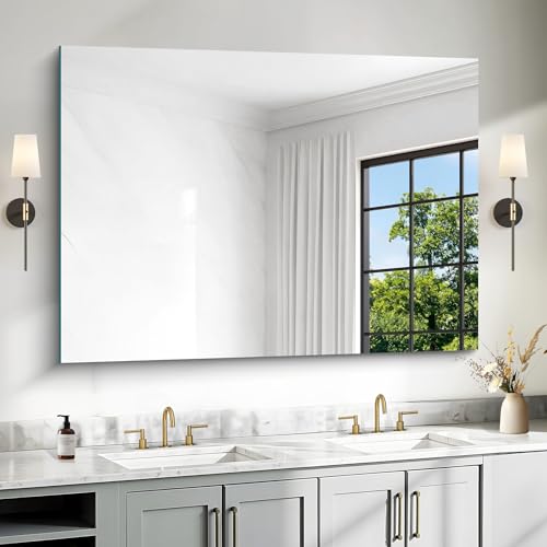 36"x48" Frameless Mirror, Frameless Bathroom Mirror for Over Sink, Rectangle Home Gym Mirror for Wall, Upgraded Shatterproof Wall Mount for Bedroom, Living Room, Dance Studio, Entryway - color: Frameless, size: 36"L x 48"W