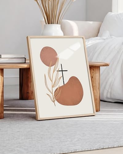 HesenDot Natural OAK Wood Christian Cross Framed Wall Art,12x16in - color: Christian The Cross