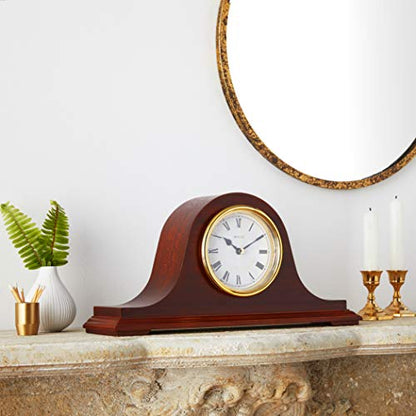 Bulova B1929 Bulova Annette I Chiming Mantel Clock, Model B1929 | Classic Mahogany Finish | Westminster Melody on the Hour | Battery Powered I Chiming Clock