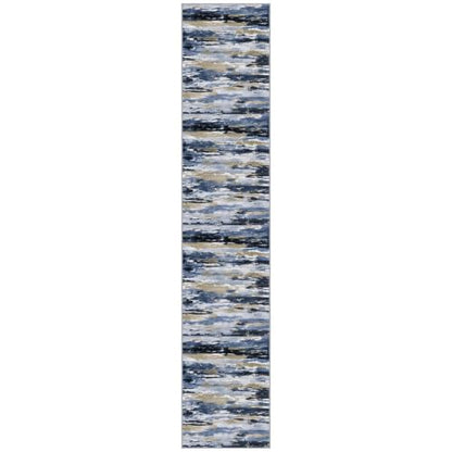 Abstract Washable Runners for Hallway 2x10 Runner Rug Non Slip - color: Navy / Blue / Taupe, size: 2' x 10' (Runner)