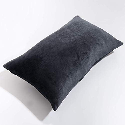 NTBAY Queen Velvet Pillowcases, Set of 2, Zipper,Charcoal Grey - color: Charcoal Grey, size: 30" x 20" (Pack of 2)
