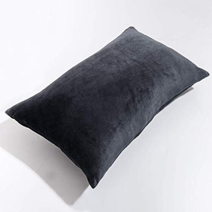 NTBAY King Velvet Pillowcases, Set of 2, Zipper, Charcoal Grey - color: Charcoal Grey, size: 36" x 20" (Pack of 2)