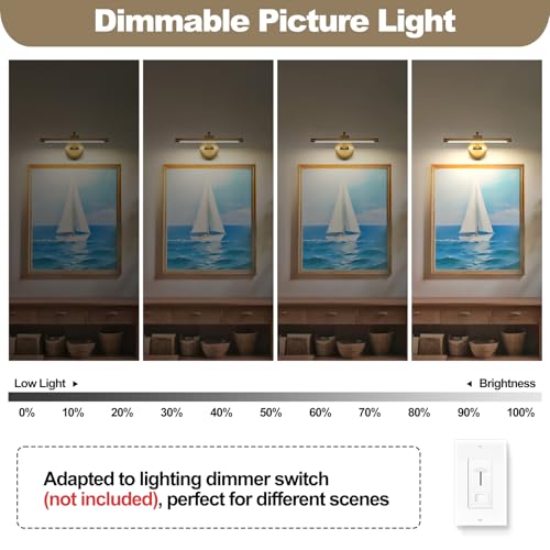 Tassuowell Antique Bronze Picture Light for Wall,Dimmable Painting Light,16 Inch Hardwired Picture Frame Lights,9W 3000K Warm White,Art Lighting Display Lamps,Rotatable Full Metal Gallery Light - color: Antique Bronze(Hardwired), size: 15.75 inch Dimmable