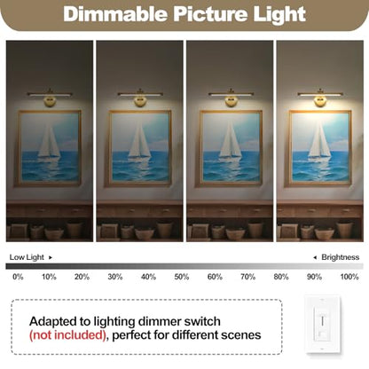 Tassuowell Antique Bronze Picture Light for Wall,Dimmable Painting Light,16 Inch Hardwired Picture Frame Lights,9W 3000K Warm White,Art Lighting Display Lamps,Rotatable Full Metal Gallery Light - color: Antique Bronze(Hardwired), size: 15.75 inch Dimmable