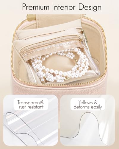 VLANDO Jewelry Organizer with Clear 6 Velvet Bags,Pink - color: 6PCS-Pink