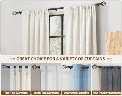 KAMANINA Black Curtain Rods for Windows 72 to 144 Inch, Long Drapery Rods - color: Black, size: 32-144"