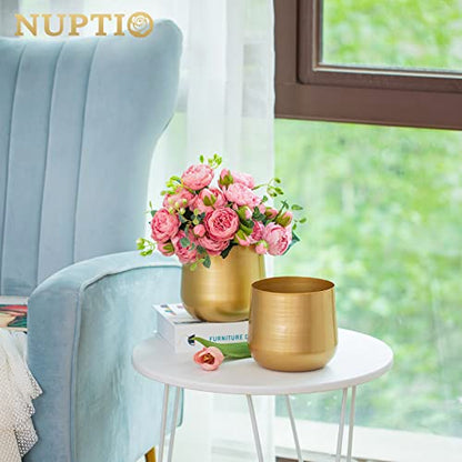 NUPTIO Metal Flower Plant Pot with Drainage Hole, 5.71", 2 Pcs - color: Style 1#, size: 5.7in Tall-2pcs