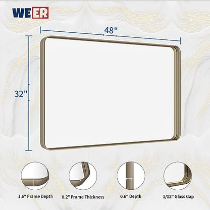 WEER Bronze Bathroom Vanity Mirror 48X32 Inch - color: Bronze, size: 48"L x 32"W
